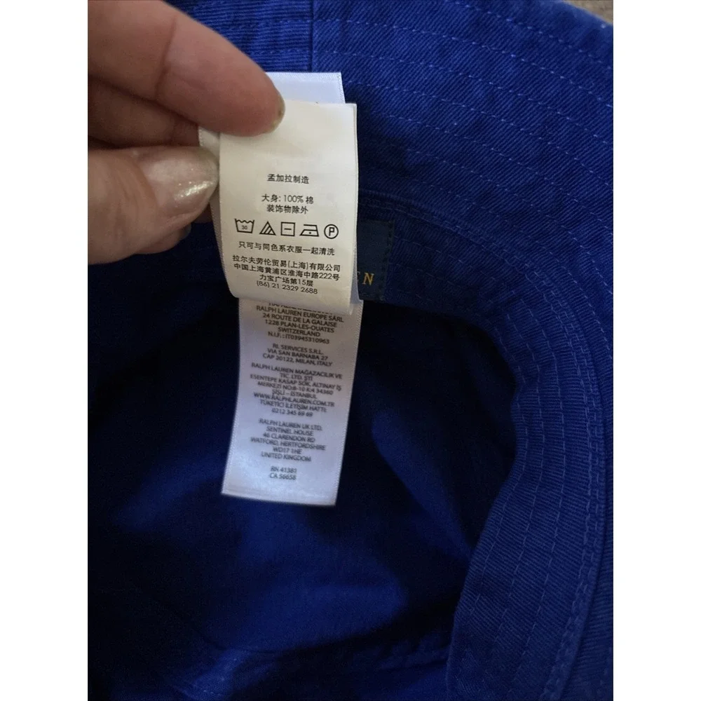 Polo Ralph Lauren Size 4-7 Bucket Hat Color Blue Classic Bright Green Pony Logo